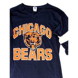 Vintage Logo 7 Chicago Bears Jersey T-Shirt Navy Blue V-Neck Made in USA M